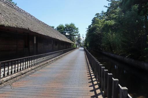 新潟県新発田市に現存する足軽長屋（重文） 足軽長屋,重要文化財,長屋の写真素材