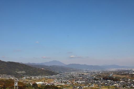 紅葉　長野県　姨捨 もみじ,秋,晴れの写真素材