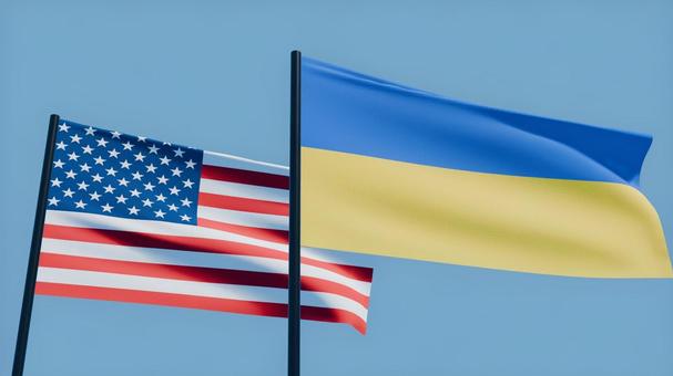 アメリカとウクライナ国旗4k・風になびく アメリカとウクライナ国旗4k・風になびく アメリカ,ウクライナ,国旗の写真素材