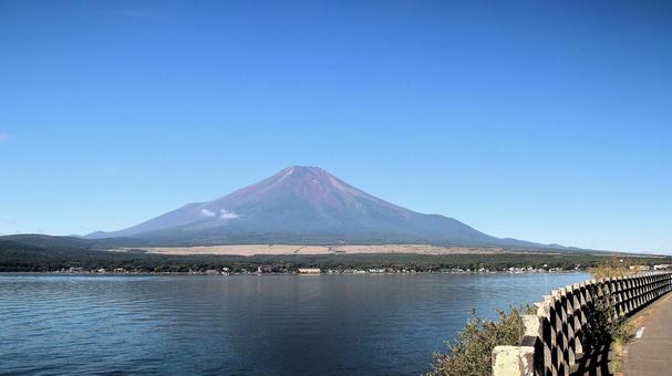 山中湖親水公園から望む初秋の富士山 山中湖親水公園から望む初秋の富士山 富士山,初秋,9月の写真素材