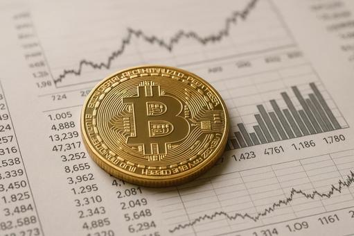 金融書類とビットコイン 金融書類とビットコインの写真