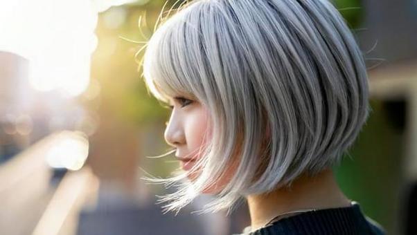 ショートヘアの女性 ショートヘアの女性の写真