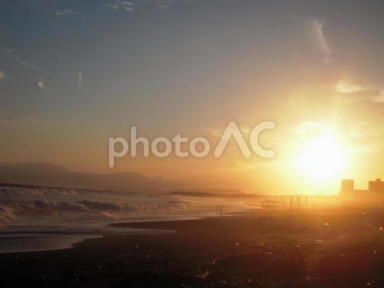 海と夕日 夕焼け,富士山,海岸の写真素材
