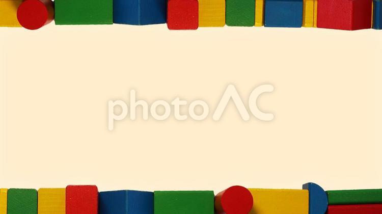 積み木のフレーム 積木,こどものおもちゃ,木製玩具の写真素材