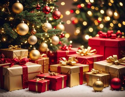 クリスマスのプレゼントとツリーの背景壁紙 クリスマスのプレゼントとツリーの背景壁紙の写真
