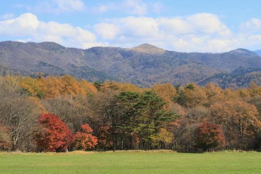紅葉の清里高原から見た飯盛山 紅葉の清里高原から見た飯盛山 清里高原,紅葉,黄葉の写真素材