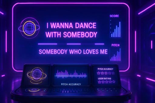 ネオンのカラオケ画面の写真