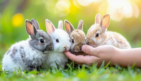 うさぎとの触れ合い うさぎとの触れ合いの写真
