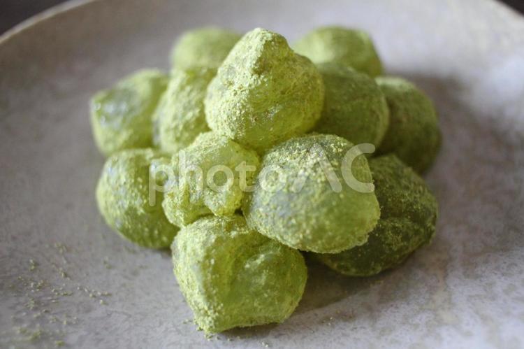わらびもち わらび餅,抹茶わらびもち,和菓子の写真素材