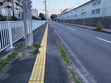 点字ブロックの歩道 点字ブロックの歩道の写真