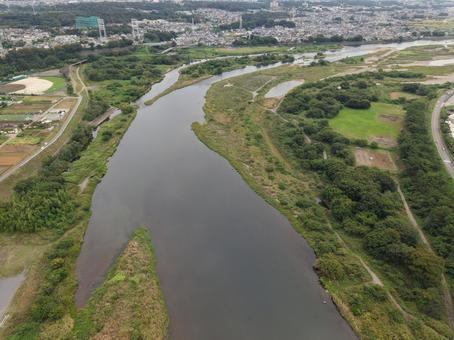相模川・上依知 相模川・上依知 ドローン,空撮,相模川の写真素材