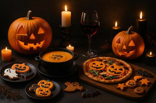 ハロウィンの食事シーン2 ハロウィンの食事シーン2の写真