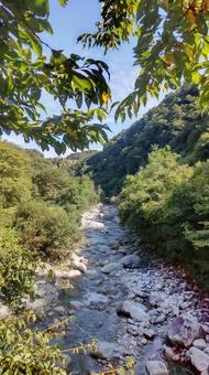 尾白川渓谷003 白州,尾白川,滝の写真素材