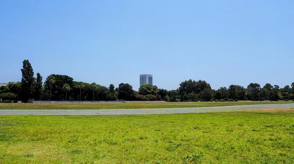 夏の夢の島公園・緑の陸上競技場(江東区) 夏の夢の島公園・緑の陸上競技場(江東区) 夏,夢の島公園,江東区の写真素材