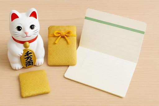 招き猫と金運アップの通帳セット・縁起物 招き猫と金運アップの通帳セット・縁起物の写真