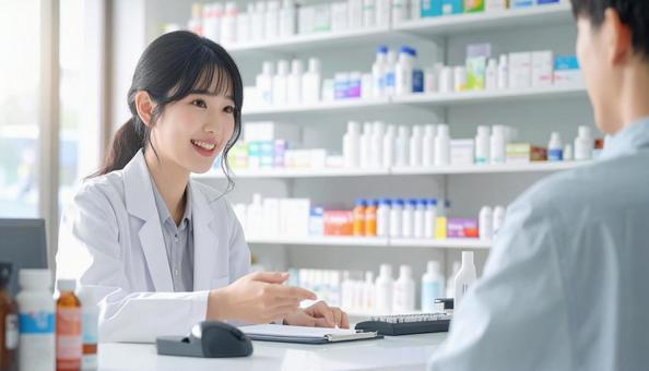 笑顔で働く薬剤師 笑顔で働く薬剤師の写真