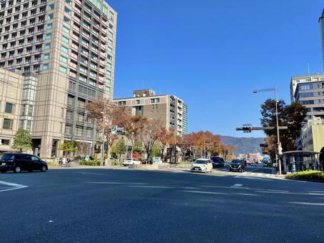 京都市河原町御池交差点 河原町御池,御池通,河原町通の写真素材