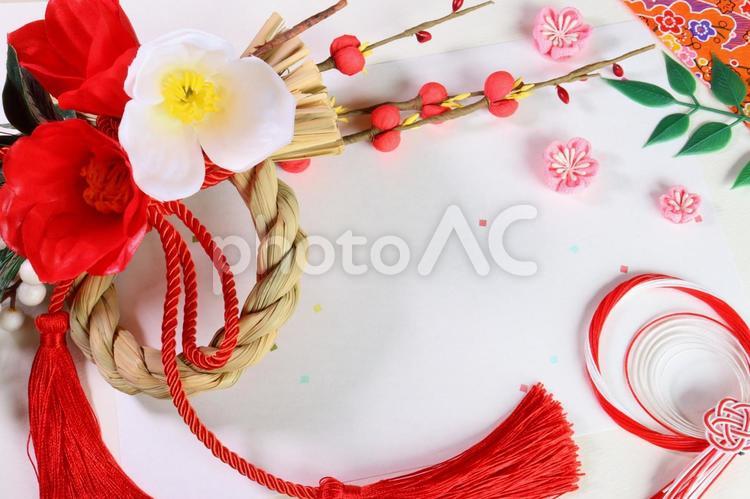 お正月・年賀状の画像　１ 年賀状,正月,しめ飾りの写真素材