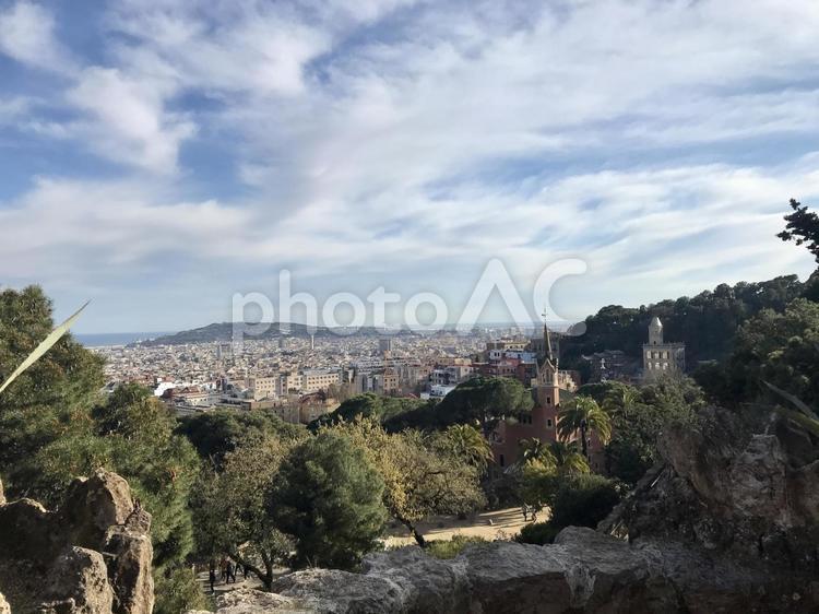 スペイン、グエル公園からの眺め 海外,ヨーロッパ,欧州の写真素材