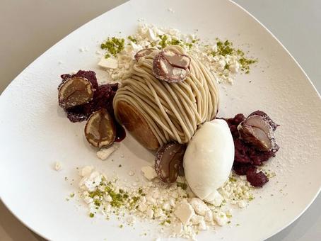 和栗のミルフィーユ 栗,マロン,モンブランの写真素材