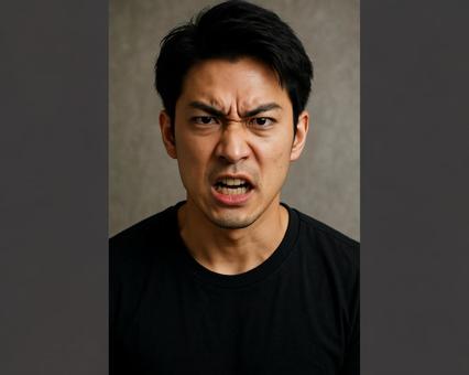 怒りのイケメン男性 怒りのイケメン男性 怒り,怒っている男性,日本人の写真素材