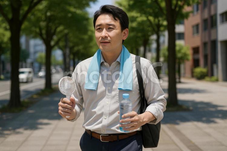 通勤時の熱中症対策グッズ 日本,夏,通勤の写真素材