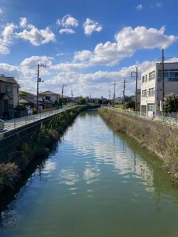 真間川　千葉県市川市須和田　府中橋から 川,真間川,市川市の写真素材