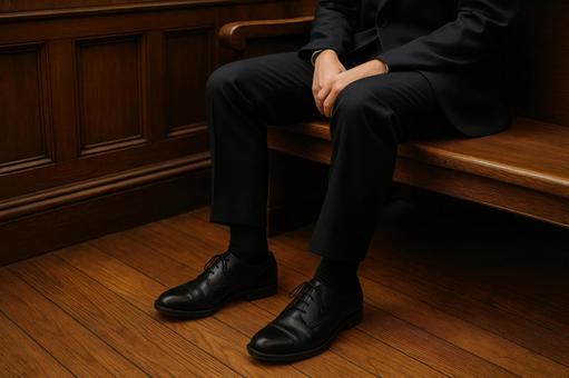 法廷で判決を待つ男性 法廷で判決を待つ男性の写真