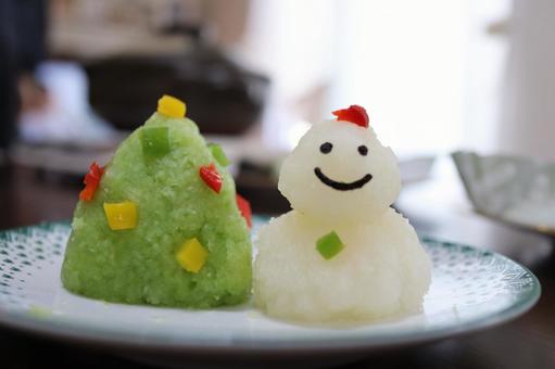 大根おろしアート クリスマス,大根おろし,ツリーの写真素材