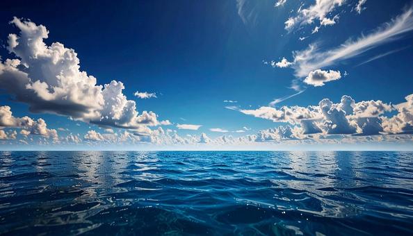 深い青の海と夏空 深い青の海と夏空の写真