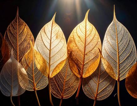 透明な葉脈が繊細に透ける秋の葉 透明な葉脈が繊細に透ける秋の葉の写真