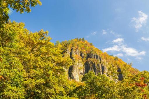 紅葉の盤司岩⑴ 盤司岩,秋,紅葉の写真素材