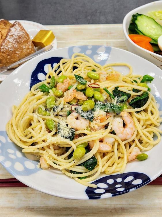 枝豆とエビのサラダ１ パスタ,サラダ,エビの写真素材
