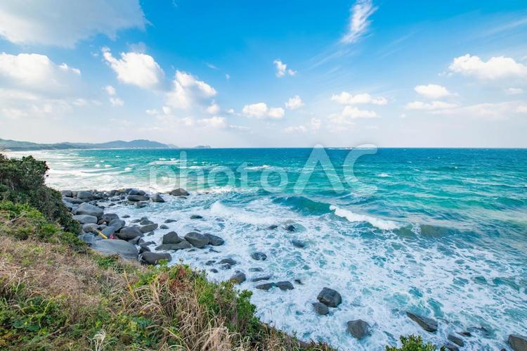 冬の海と青い空 空,景色,自然の写真素材
