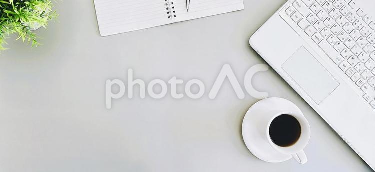 コーヒータイム　ワイド版　バナー素材 コーヒータイム,バナー素材,コピースペースの写真素材