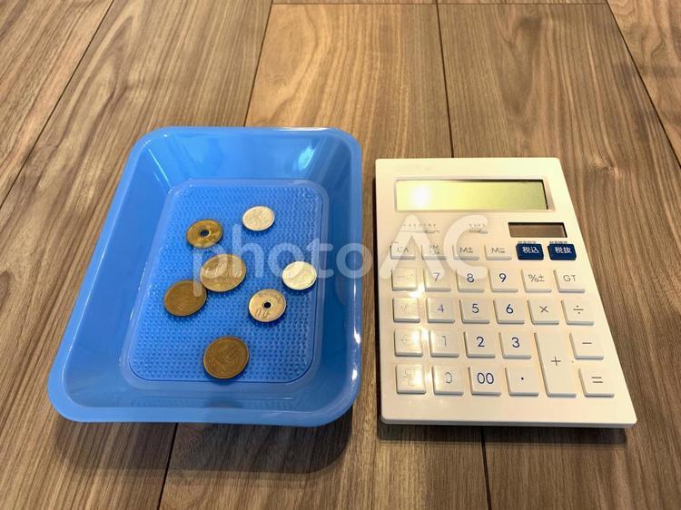 計算1 お金,計算,電卓の写真素材