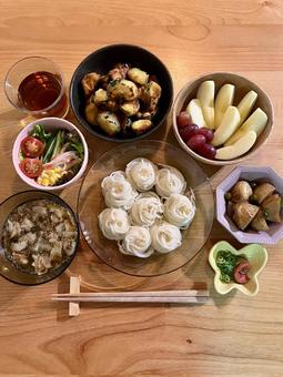 ネギ豚つけ素麺定食 ネギ豚つけ素麺定食 ご飯,夜ごはん,晩ごはんの写真素材