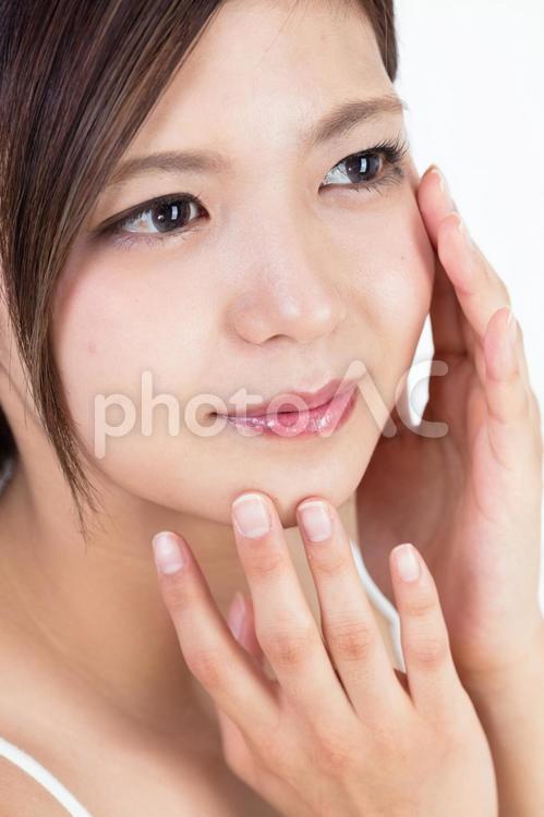 スキンケアイメージ 女性,ビューティー,スキンケアの写真素材