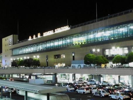 夜のJR仙台駅西口4 仙台駅,仙台市,東北新幹線の写真素材