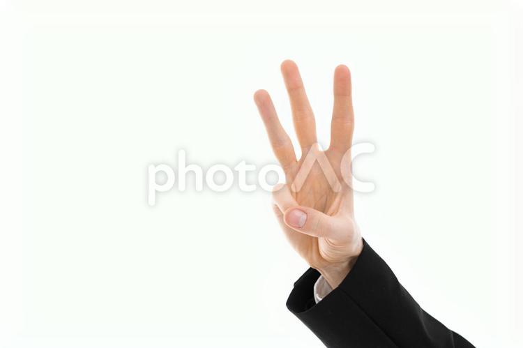 3のポーズの右手 3,数字,右手の写真素材
