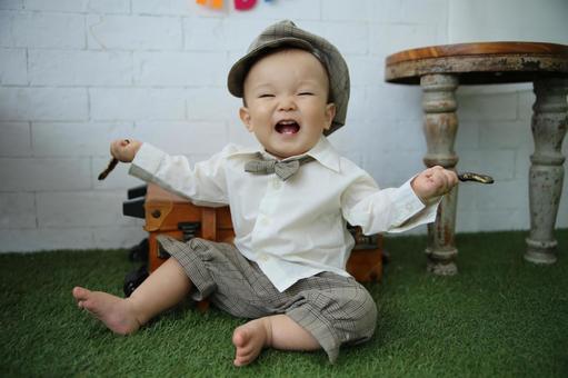 ビックスマイルの可愛い男の子 ビックスマイルの可愛い男の子 こども,人物写真,育児の写真素材