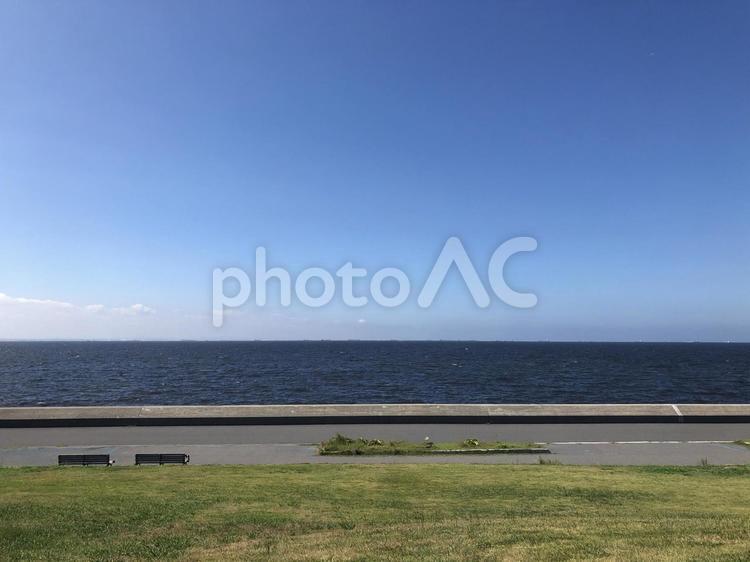 とても綺麗な空と水平線 海,自然,風景の写真素材