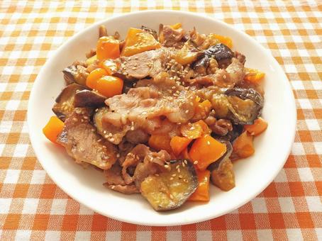 豚なすピーマンのスタミナ味噌炒め 豚なすピーマンのスタミナ味噌炒め 豚肉,豚バラ,豚小間の写真素材