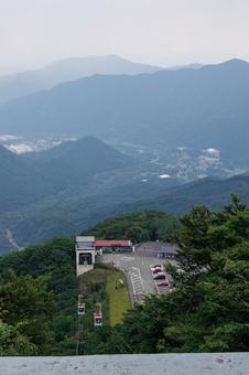 明智平ロープウェイ 明智平ロープウェイ 山,空,きりの写真素材