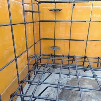 Photo, rebar, reinforcement, reinforced concrete foundation, 
