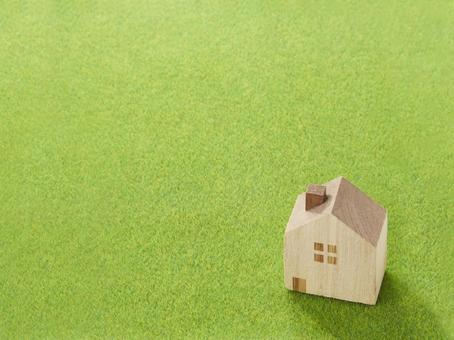 芝生に立つ家 マイホーム,家,コピースペースの写真素材