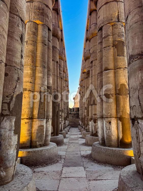 ルクソール神殿の列柱室 エジプト,ルクソール,世界の写真素材