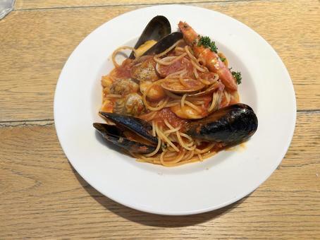 ペスカトーレ ペスカトーレ ペスカトーレ,パスタ,魚介の写真素材