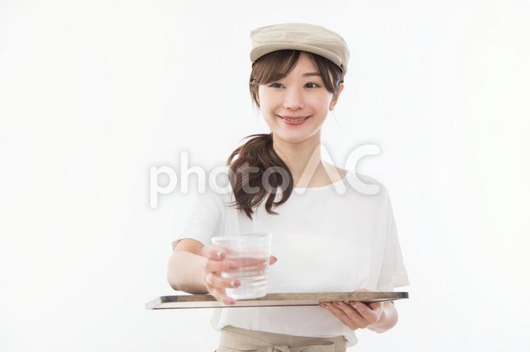 カフェ　店員 カフェ,女性,スタッフの写真素材