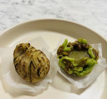 和菓子 栗きんとん,練り切り,和菓子の写真素材